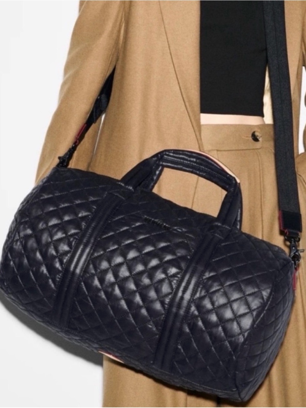 MZ Wallace Morgan Black Quilted Nylon Duffel Bag